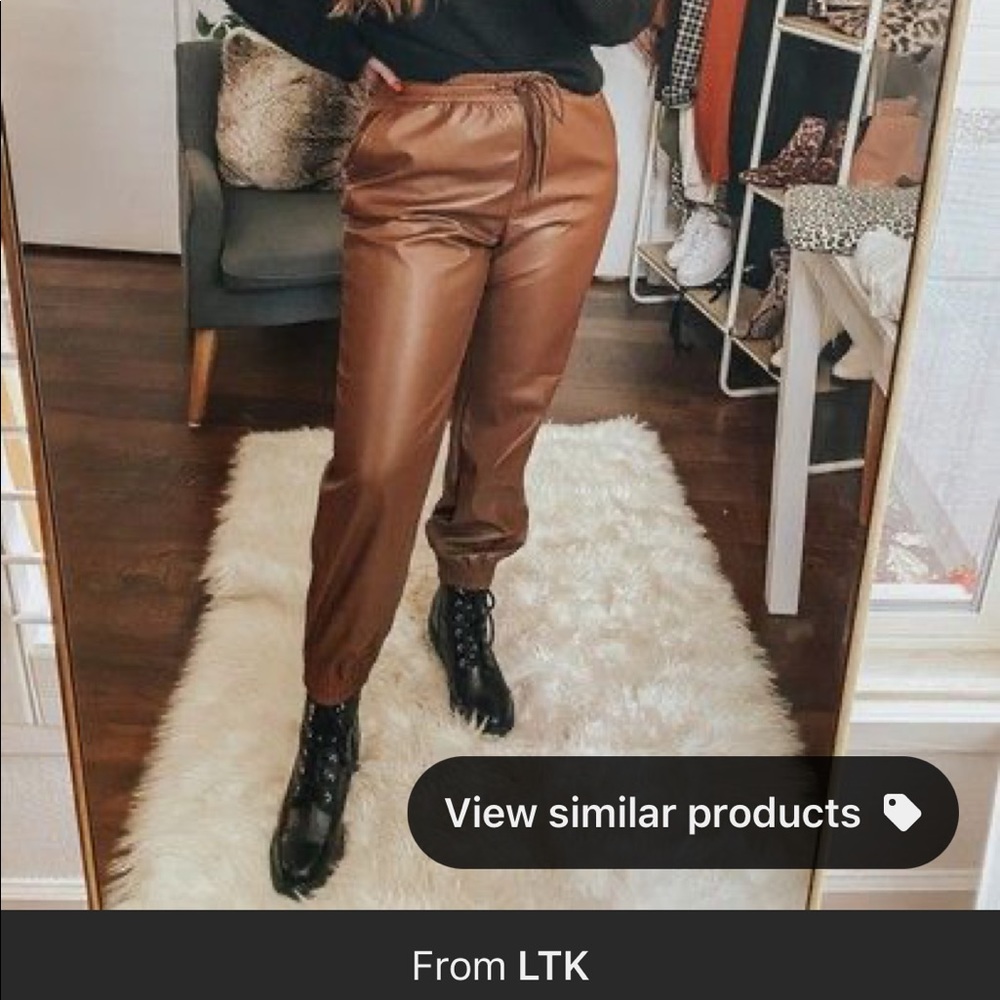 Target Cognac Brown Leather Joggers